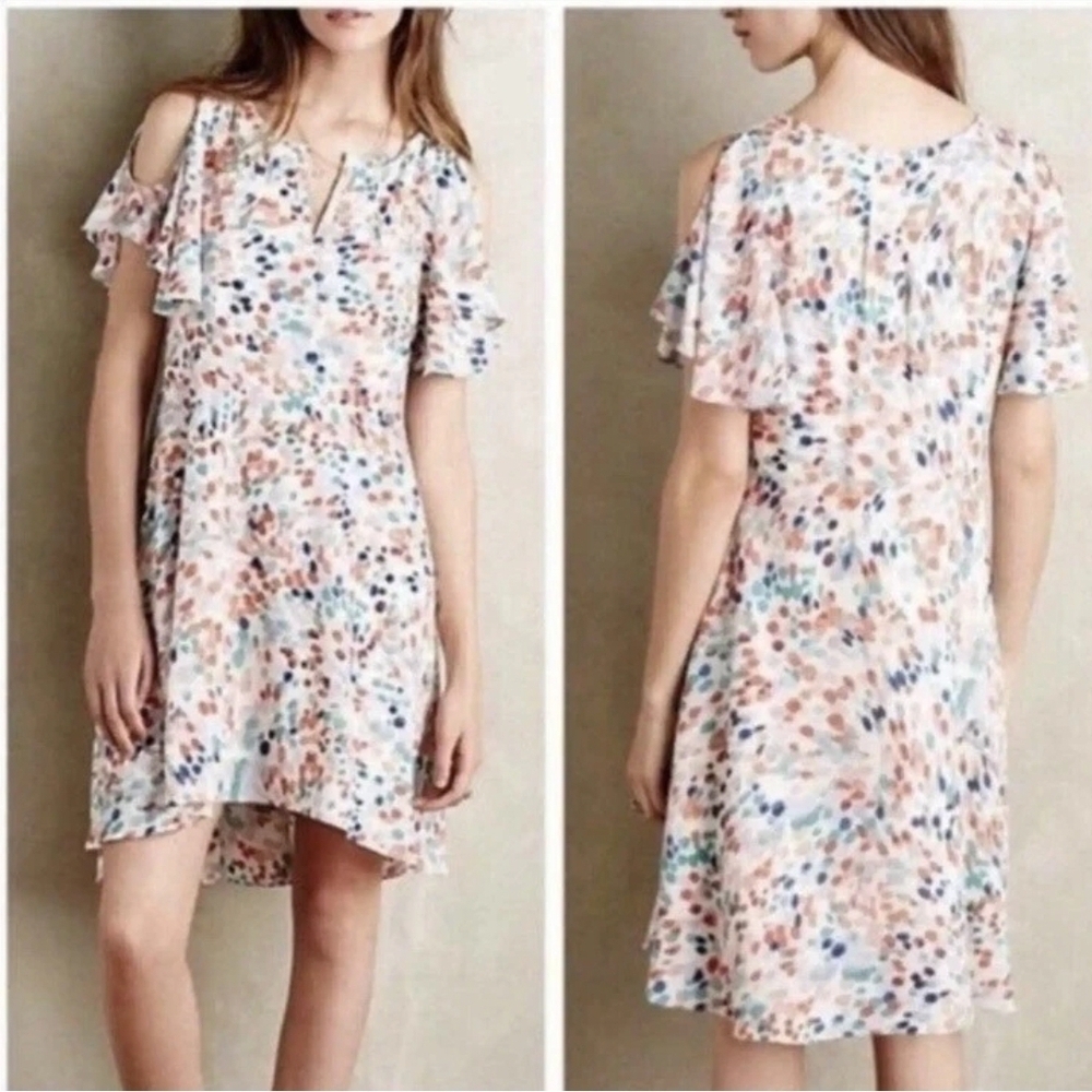 Maeve By Anthropologie Floral Cold Shoulder Mini Dress